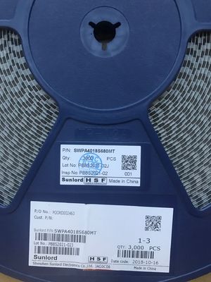 SWPA4018S680MT ตัวเหนี่ยวนำไฟฟ้า 68μH ขนาด 4x4.8 มม. กระแสไฟอิ่มตัว 3.2A ความต้านทาน DC 90mΩ, -40°C~+125°C แกนโลหะผสม