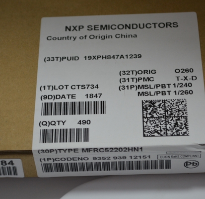 MFRC52202HN1 13.56MHz RFID/NFC Reader IC พร้อม ISO 14443A/MIFARE Support SPI/I2C/UART Interfaces ระยะทาง 10 ซม. ระบบพลังงานต่ํา ป้องกันการชนกัน และ HVQFN32 Package Compact สําหรับระบบการเข้าถึงที่ปลอดภัย