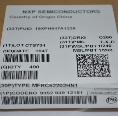 MFRC52202HN1 13.56MHz RFID/NFC Reader IC พร้อม ISO 14443A/MIFARE Support SPI/I2C/UART Interfaces ระยะทาง 10 ซม. ระบบพลังงานต่ํา ป้องกันการชนกัน และ HVQFN32 Package Compact สําหรับระบบการเข้าถึงที่ปลอดภัย