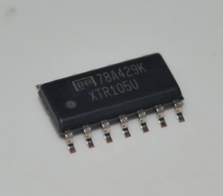 XTR105U Precision 4-20mA Current Loop Transmitter with RTD Sensor Excitation Linearization, 2-Wire Operation 5V Regulator 60V Compliance 0.1% ความแม่นยําและการจําหน่ายไฟฟ้าขนาด 7.5-36V ในแพ็คเกจ SO-14