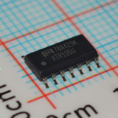 XTR105U Precision 4-20mA Current Loop Transmitter with RTD Sensor Excitation Linearization, 2-Wire Operation 5V Regulator 60V Compliance 0.1% ความแม่นยําและการจําหน่ายไฟฟ้าขนาด 7.5-36V ในแพ็คเกจ SO-14