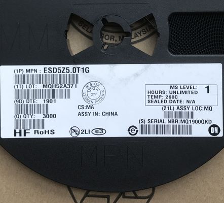 ป้องกันสายข้อมูลความเร็วสูงด้วย ESD5Z3.3T1G 3.3V การจับแบบเดียวในทิศทาง ความจุต่ําสุดและการตอบสนองต่ํากว่านาโนวินาทีในกล่อง SOD-523 แบบเล็ก