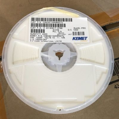 C0603C104K8RACTU 100nF 10V X7R 0603 MLCC ที่มีค่าความคลาดเคลื่อน 10% ประสิทธิภาพสูง เสถียรภาพในช่วงอุณหภูมิ -55°C ถึง +125°C และเป็นไปตามมาตรฐาน RoHS