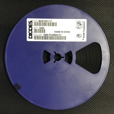 BAS70W-7-F ไดโอด Schottky แบบอนุกรมคู่ 70V 200mA พร้อม Vf ต่ำ 1V สวิตชิ่งเร็ว 4ns แพ็คเกจ SOD-123 ประสิทธิภาพสูง ผ่านการรับรอง AEC-Q101 บรรจุภัณฑ์แบบ Tape and Reel