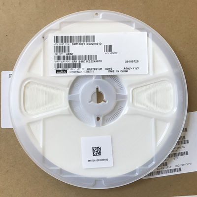GRM188R71C222KA01D 2.2nF MLCC พิกัดแรงดัน 16V ไดอิเล็กทริก X7R ขนาด 0603 ค่าความคลาดเคลื่อน 10% ประสิทธิภาพเสถียรภาพสูง เหมาะสำหรับวงจรกรองและวงจรเรโซแนนซ์