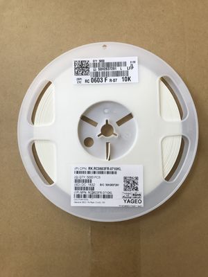 RC0603FR-0710KL ตัวต้านทานความแม่นยำ 10kΩ เคส 0603 ความคลาดเคลื่อน 1% ±100ppm/°C TCR พิกัด 1/10W เทคโนโลยีฟิล์มบาง ปราศจากฮาโลเจน เป็นไปตามมาตรฐาน RoHS สำหรับวงจร Pull-up และเซ็นเซอร์