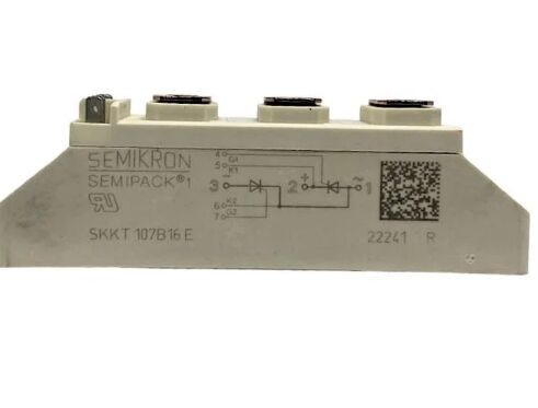 SKKT107B16E 1600V 107A โมดูลไทริสตอร์คู่ VF 1.35V 2.4kA ความแรงสูงสูง AlN เครื่องติดต่อความดันฐานเซรามิก SEMIPACK1 ระงับ UL รับรองสําหรับเครื่องเริ่มเครื่องและเครื่องขับเคลื่อนอ่อน