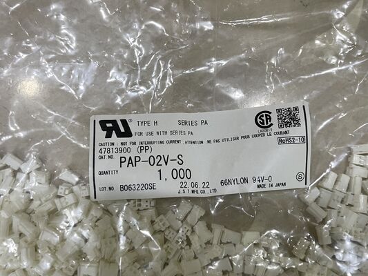 PAP-02V-S ขั้วต่อ 2 ตำแหน่ง ระยะพิทช์ 2.0 มม. ซีรีส์ PA ตัวเรือนแบบเสียบ ขั้วต่อแบบย้ำสาย การล็อคแบบบวก ขนาดกะทัดรัด พิกัด 3A 100V AC สำหรับการเชื่อมต่อสายกับแผงวงจรและแอปพลิเคชันความหนาแน่นสูง