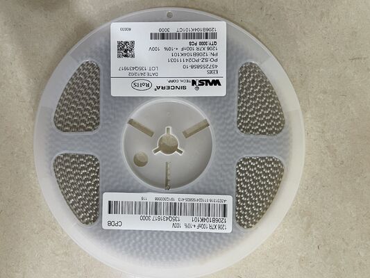 1206B104K101CT – MLCC ขนาด 1206 ไดอิเล็กทริก X7R 0.1µF ±10% พิกัด 100V ESR ต่ำ ช่วงอุณหภูมิ -55°C ถึง +125°C เหมาะอย่างยิ่งสำหรับการดีคัปปลิ้งและการกรองพลังงาน